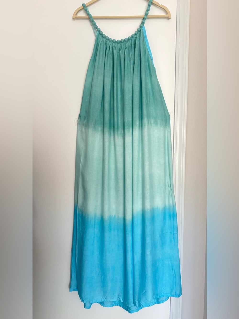Maxi Ombre Blue-Green Strapless Dress
